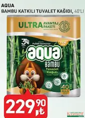 AQUA BAMBU KATKILI TUVALET KAĞIDI 3 KATLI 40'LI